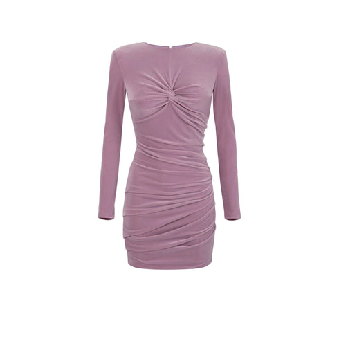 Abito mini Donna in velluto drappeggiato Candy violet Elisabetta Franchi- Francavilla Moda